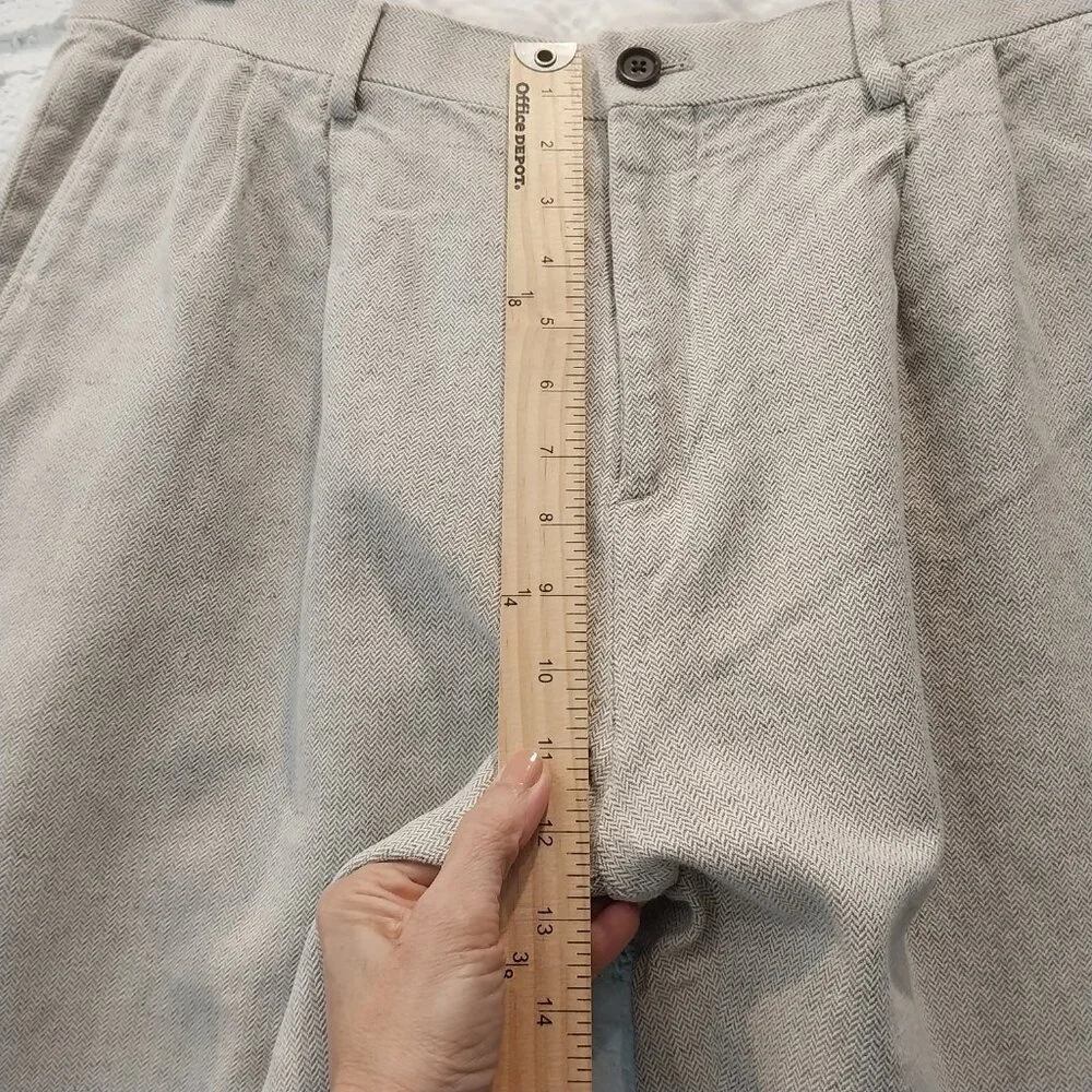 Banana Republic Linen Blend Pants Men 36x26 Beige Herringbone Tweed Relax Cuffed